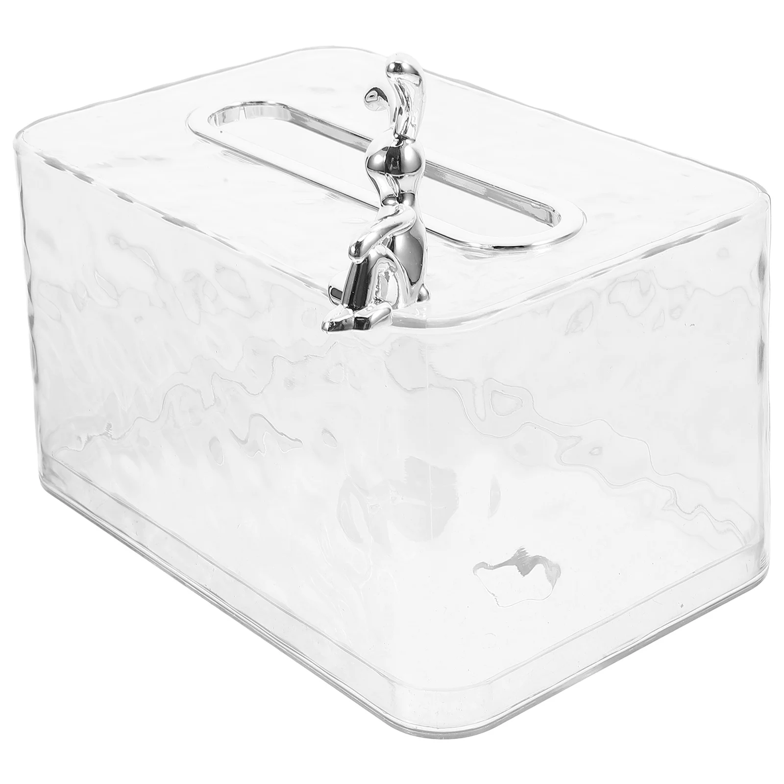 

Clear Plastic Ice Pattern Tissue Box Cover Decorative Desktop Napkin Storage Case Multi-Functional Space-Saving Transparent