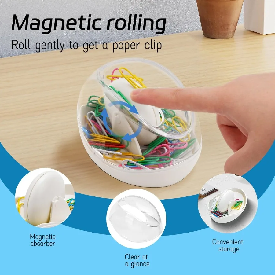 Soporte de clip de papel para escritorio con 100 clips de papel Soporte dispensador de clips de papel magnético. Diseño de estabilidad antideslizante Magneti único