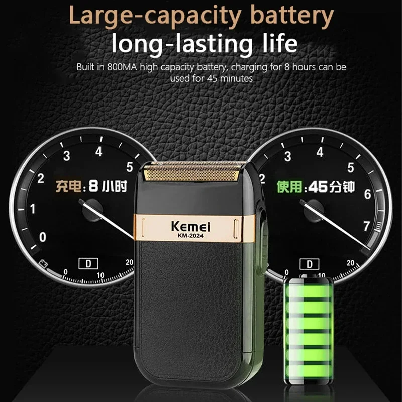 KM-2024 USB Charging Electric Shaver Additional Cutter Head Reciprocating Twin Blade Razor Shaver Beard Trimmer