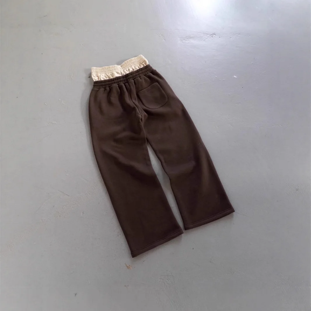 Hip-hop Vintage Aesthetics 2000s American retro style street Harajuku loose casual double waisted pants fake two piece Sweatpant view 4