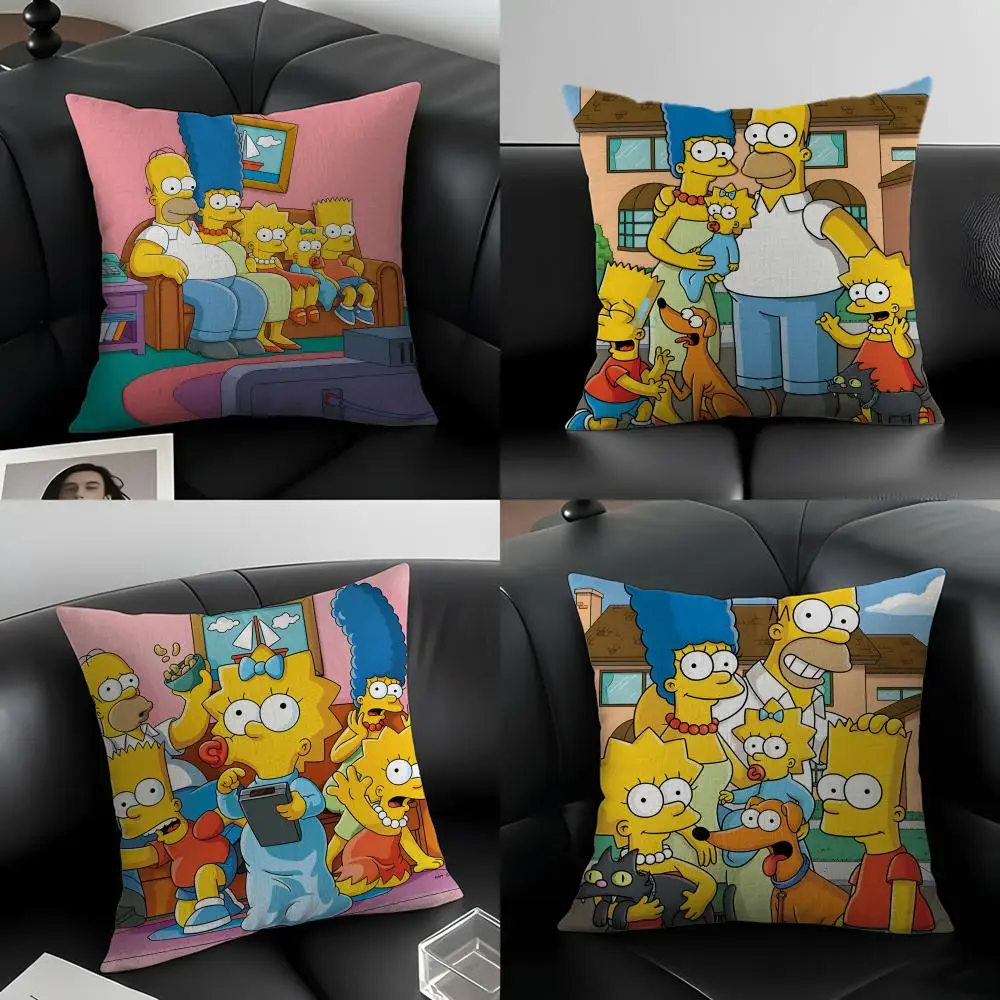 TV Series The Simpsons Cushion Cover Natural Linen Pillowcase Set, All-in-One Decor for Sofa, Bedroom & Chair