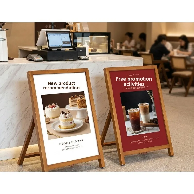 Drawing Board Display Stand Vertical Floor-to-ceiling Wooden Advertising Poster Display Shelf Billboard Display Board