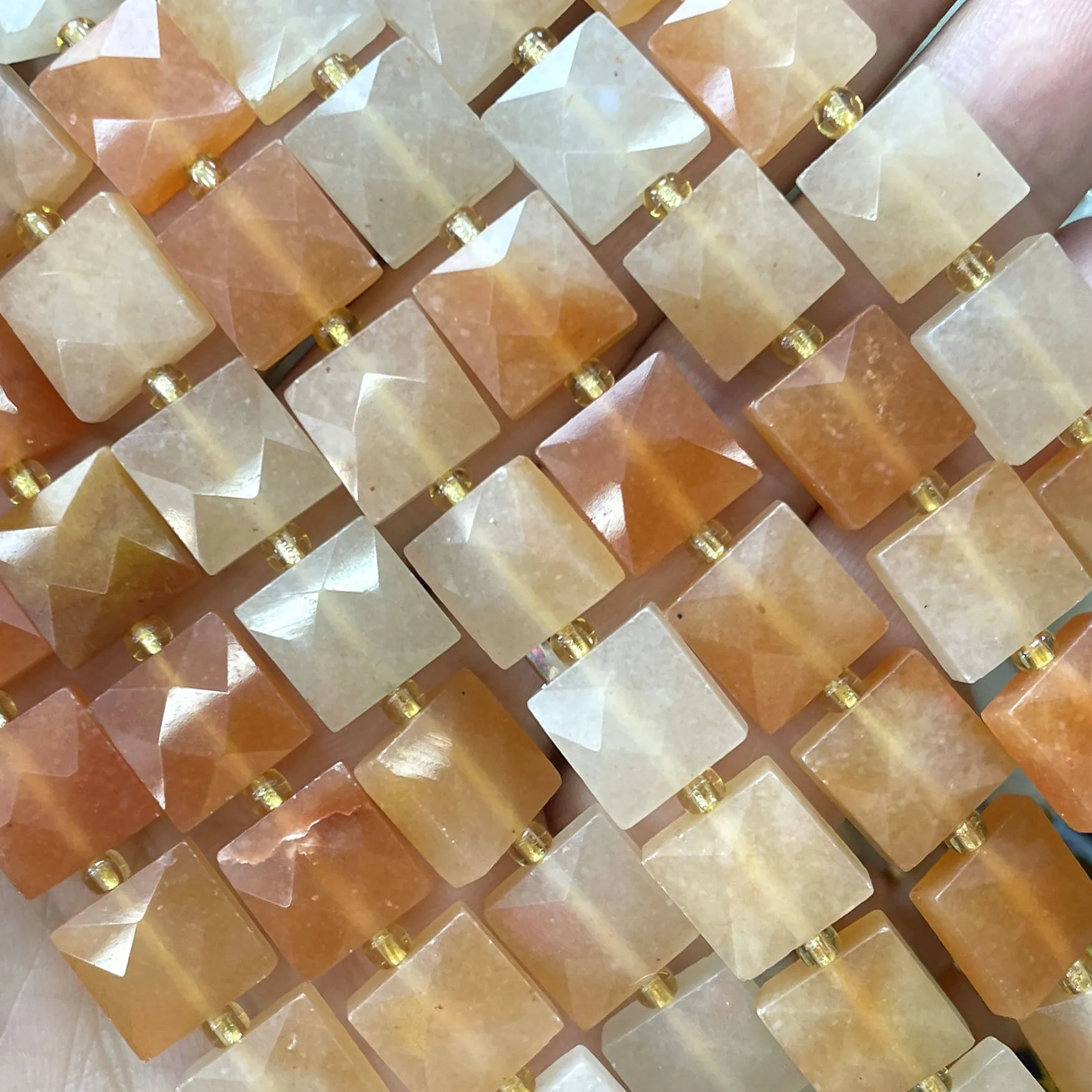 10 mm facettierte quadratische bunte Picasso-Jaspis-Abstandsperlen aus Naturstein für die Schmuckherstellung, DIY-Armband, Halskette, Zubehör – Detail 14