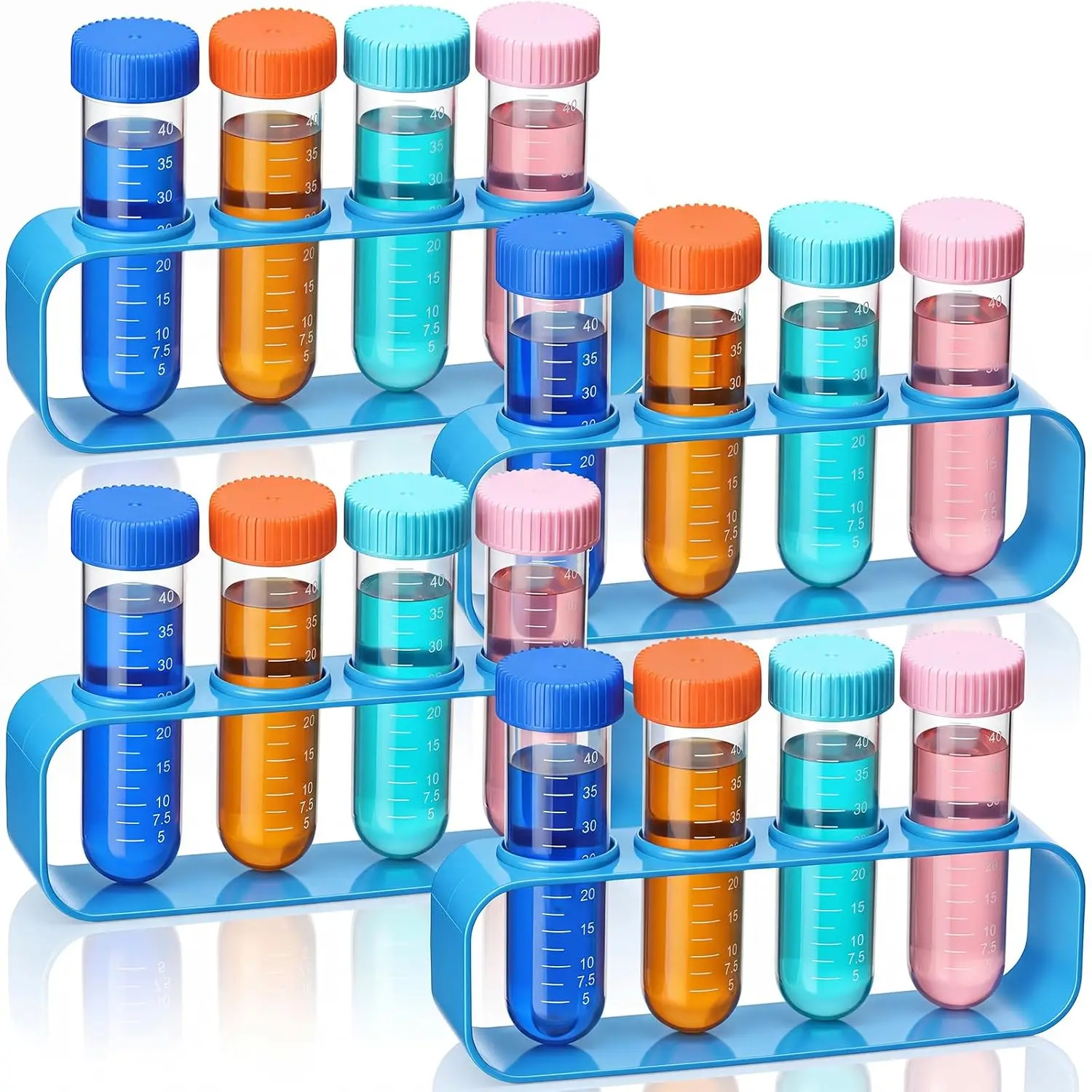 Large test tube set with stand, featuring 4 colors of large test tubes and one stand, suitable for scientific experiments
