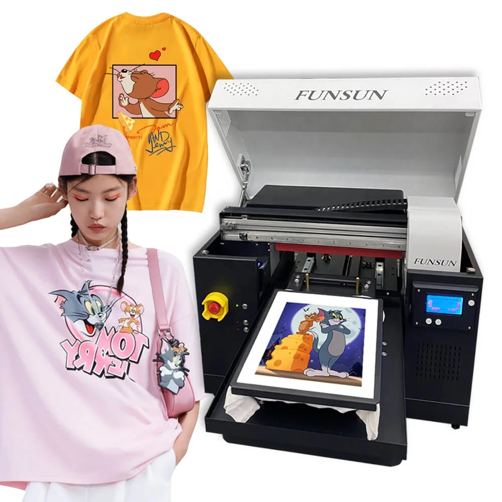 Funsun Advanced A3 Digital Flatbed Printer Industrial Textile Fabric DTG Direct to Garment T-shirt Printer