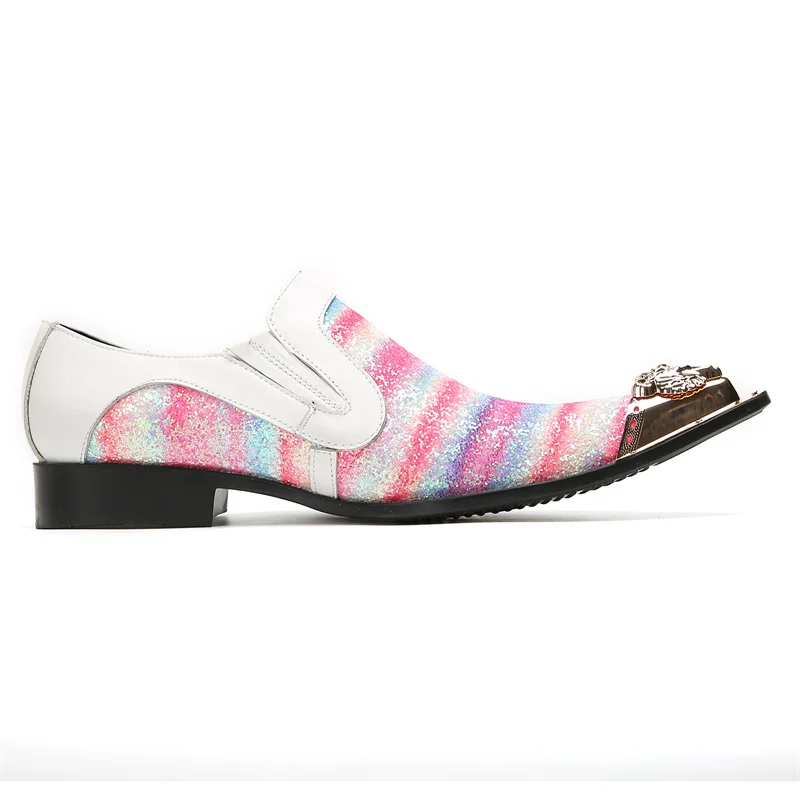 Brett Frühling Herbst Schuhe für Männer Metalle Hut Spike rosa Business Bankett Party sozialisieren Rindsleder Hochzeit Herren schuhe – Detail 24