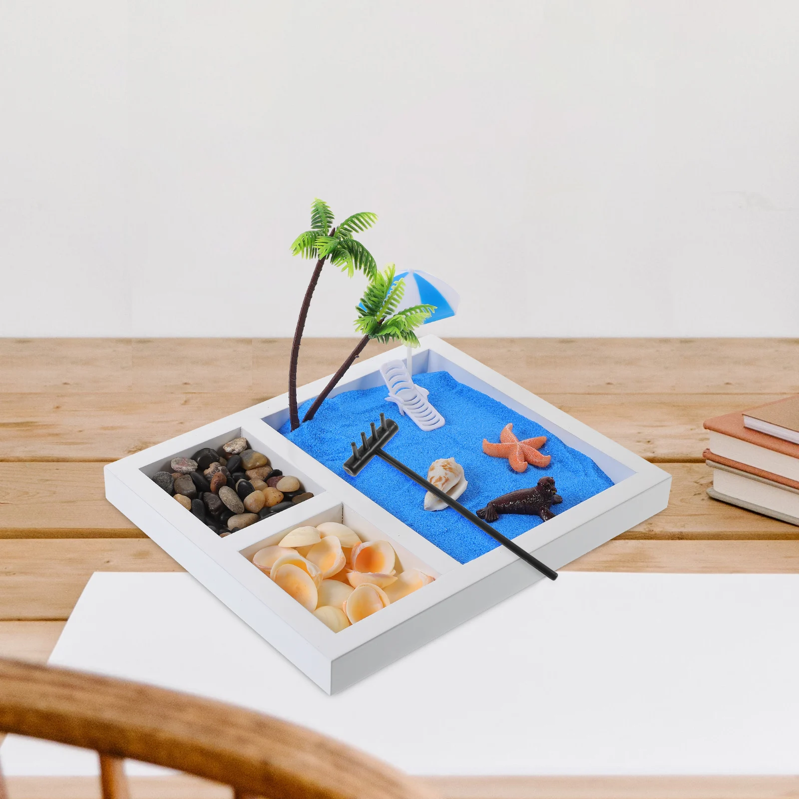 

Japanese Desktop Table Micro L scape Toys 1 Set 21.5x17.5x2.5 Mini Zen Garden Kit Decorative S box
