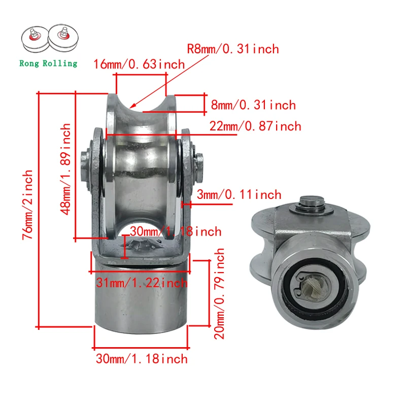 2inch 304 stainless steel V/U groove universal wheel, sliding gate rollers, universal wheels, ground rail rollers,door wheel.