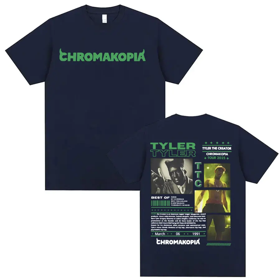 Tyler The Creator Chromakopia World Tour T Shirts Male Fashion Hip Hop Style Street T-shirt Men Women Casual 100% Cotton T Shirt