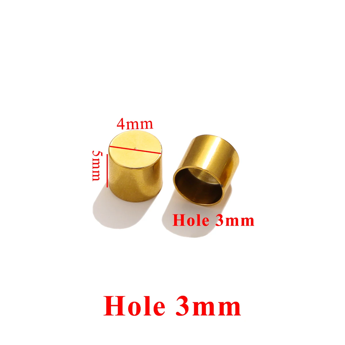 10 Stück Edelstahl-Zylinder-Lederbandverschluss, goldfarbene Crimp-Spitzen-Endkappen für Halskette, Armband, Verbinder, Schmuckherstellung