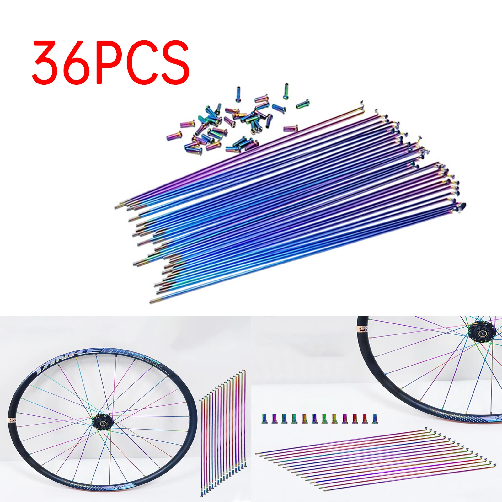 

TANKE 36 шт., велосипедные спицы, проволока с сосками, высокопрочные велосипедные спицы из нержавеющей стали 304 для колес 26/27,5/29 дюймов, MTB, шоссейный велосипед