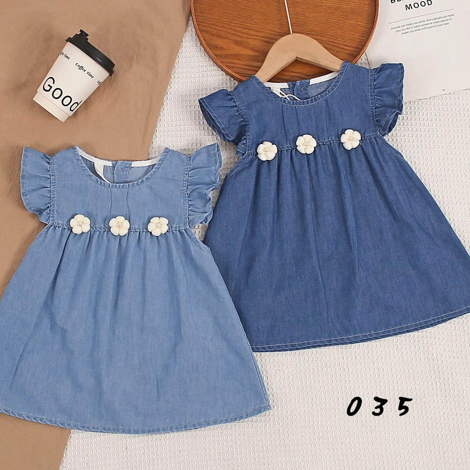 Girls Skirt 2026 Spring/summer New Childrens Clothes Girls Baby Fashion Sweet Casual Flying Sleeve Paneled Denim Skirt