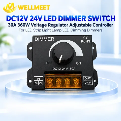 DC12V-24V LED Switch 30A 360W Voltage Regulator Adjustable Controller For Strip Light Lamp Dimming Dimmers