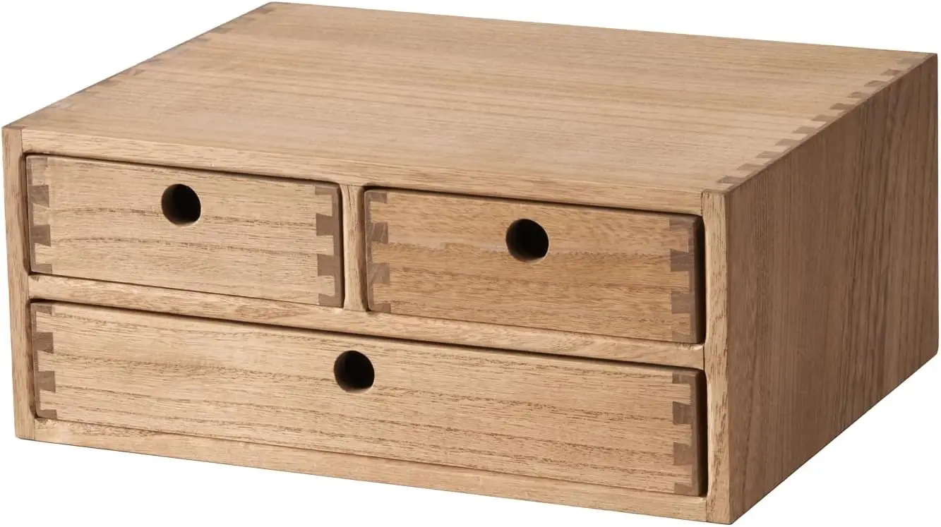 

Wooden Desktop Organizer with 3 Drawers - Office Supplies Storage Shelf for Home and Office
