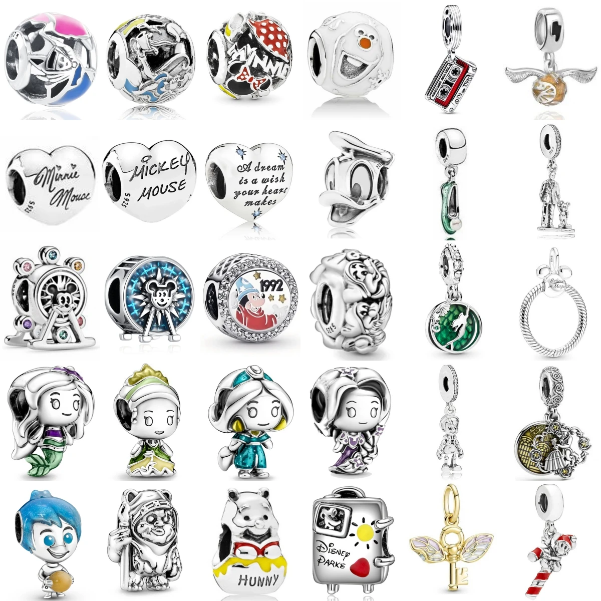 جديد 925 الفضة Miniso ديزني دونالد داك دُولابٌ دَوّار مفتاح قلادة الموضة مناسبة للسوار الأصلي لتقوم بها بنفسك مجوهرات رائعة