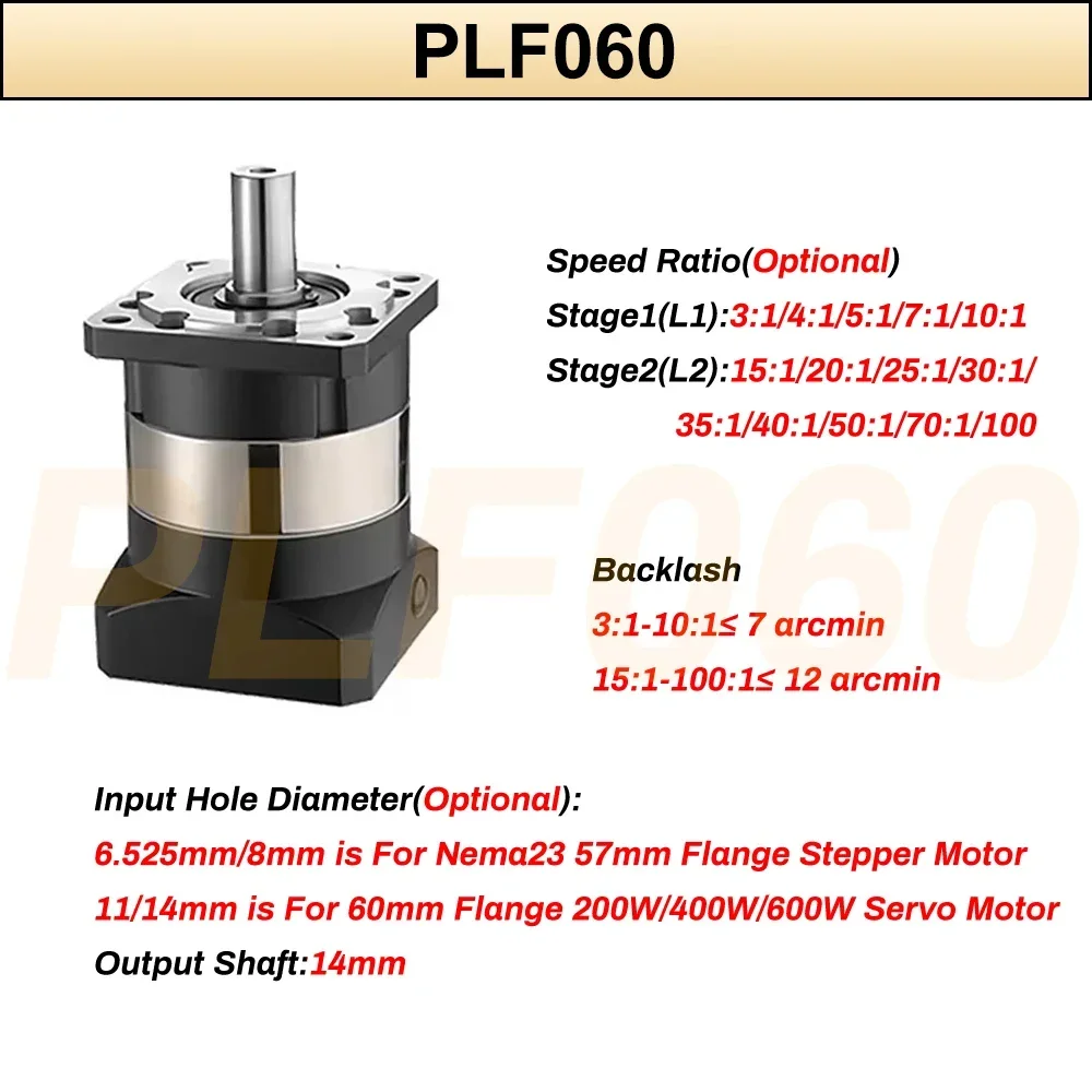 6.35/8/11/14Mm Input Planetary Reducer High Precision Reducer for Nema23/34 Stepper 60/80mm Servo Motor Reducetion Gearbox Gear