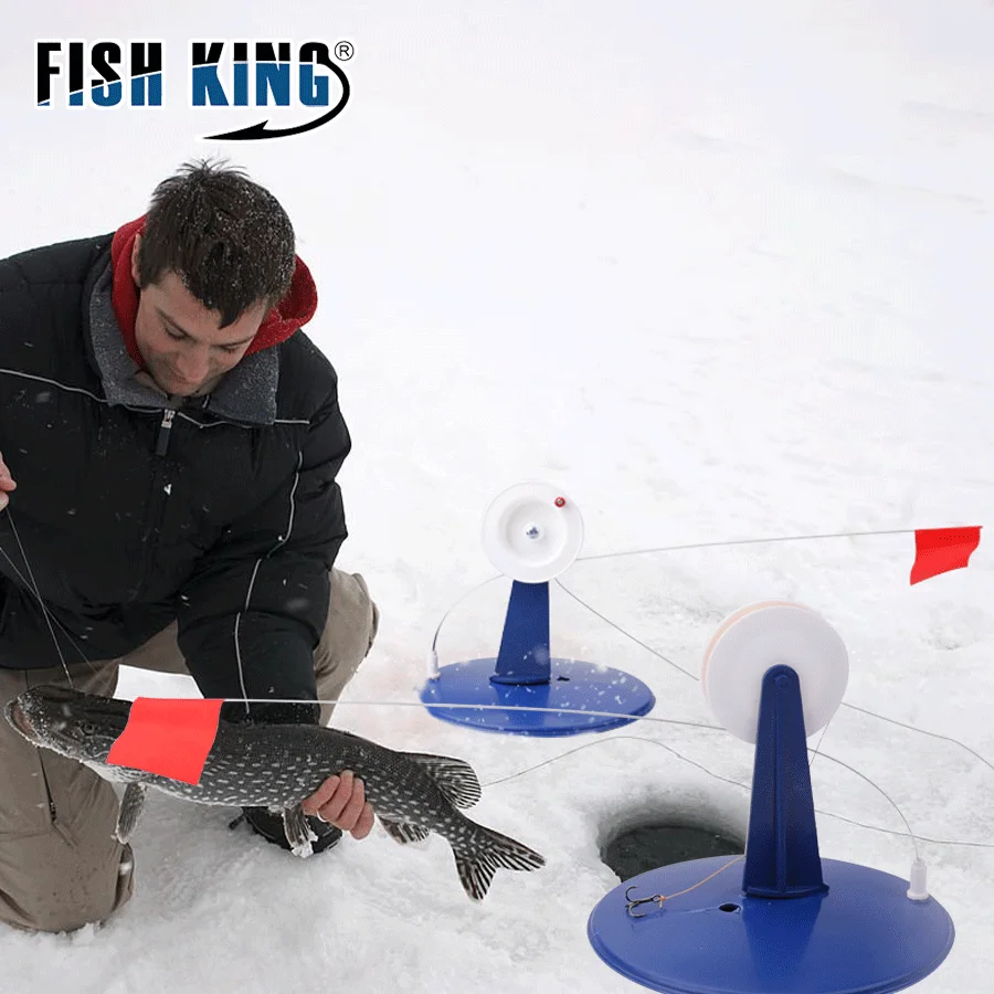 

FISH KING Ice Fishing Rod Flag Portable Winter Fishing Rod Flag with Reel 1PCS Winter Ice Fishing Kit for Fishing Angler