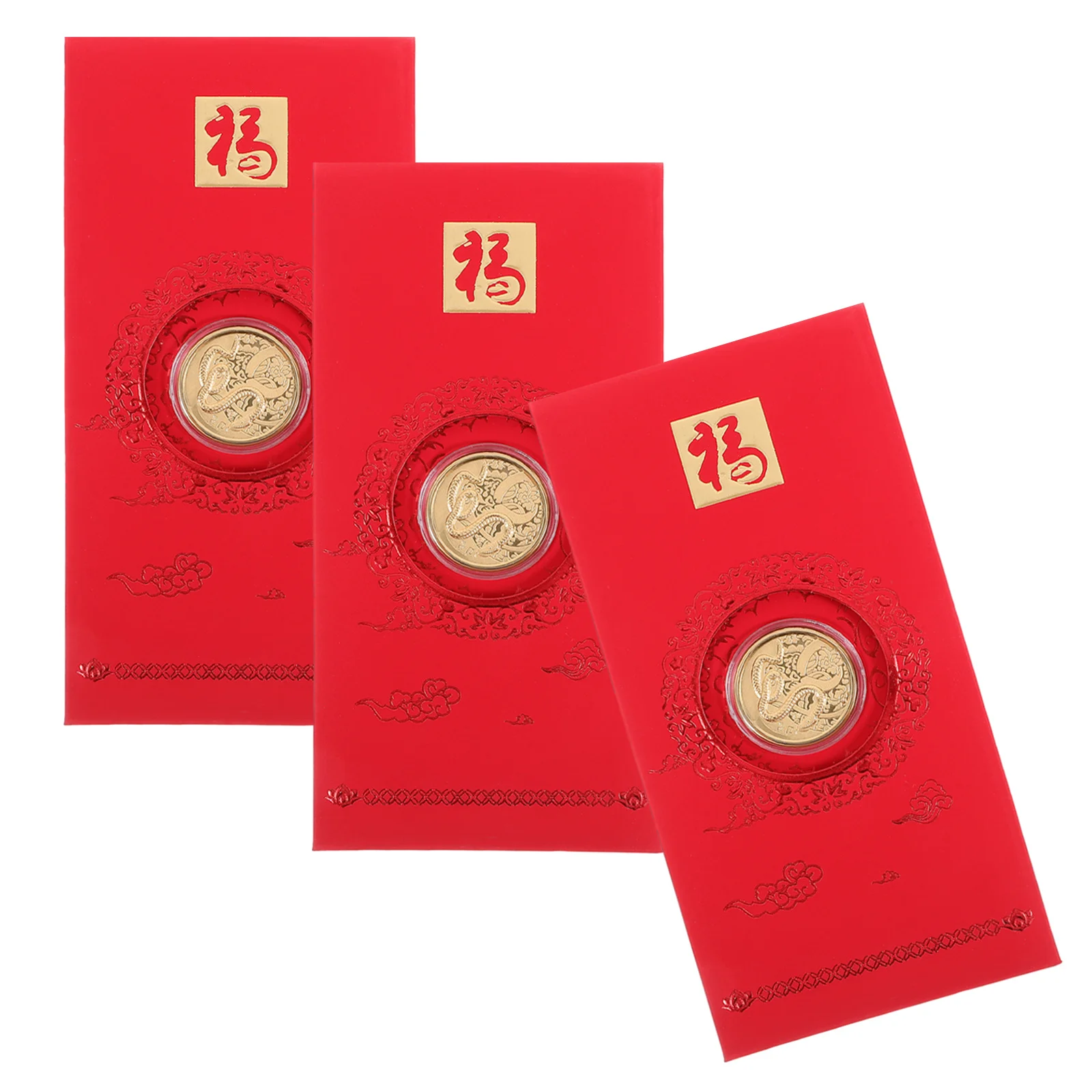 

3 шт., китайские красные конверты, год змеи, 2025, счастливые денежные карты, красный пакет для весеннего фестиваля, свадьбы, наличные, Hong Bao