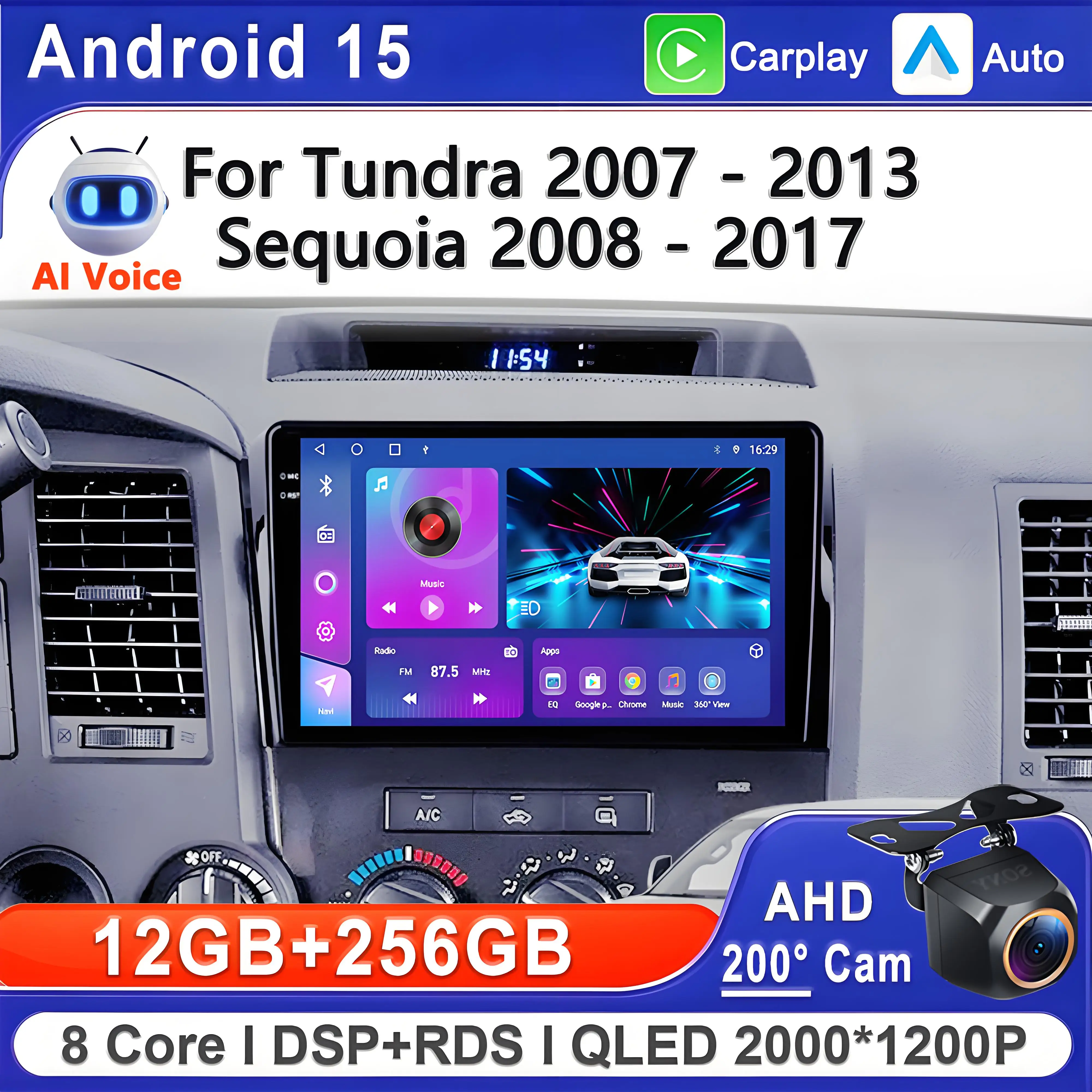 

Android 15 Multimedia For Toyota Tundra XK50 2007 - 2013 Sequoia XK60 2008 - 2017 Stereo Head Unit Incell Screen GPS Navigation