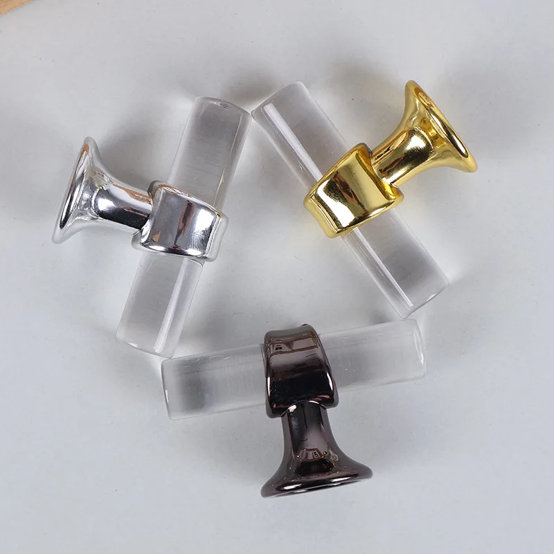 Golden plastic handle acrylic cabinet marble door handle milky white furniture pipe handles
