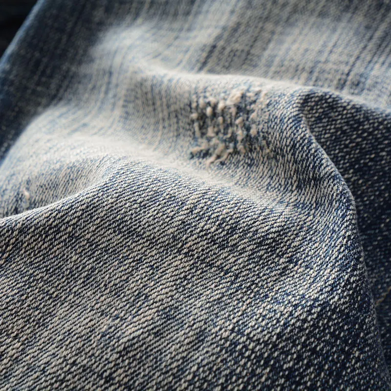 Fashion Designer Men Jeans High Quality Retro Washed Blue Stretch Slim Fit Ripped Jeans Men Italian Style Vintage Denim Pants