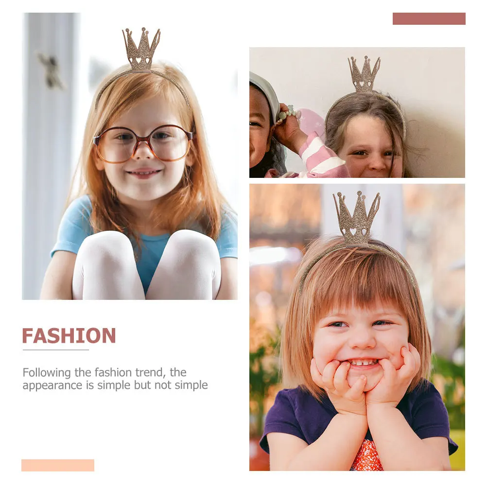

2Pcs Children's Hair Bands Crown Design Glitter Headbands for Kids Birthday Party Princess Costume Shiny Three Dimensional