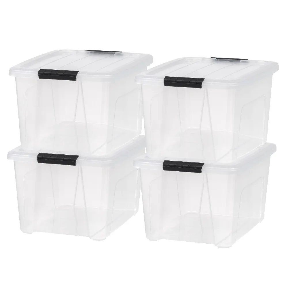 

IRIS 32 Qt. Plastic Storage Bins with Lids, Stackable Storage Containers, Totes, 4 Pack