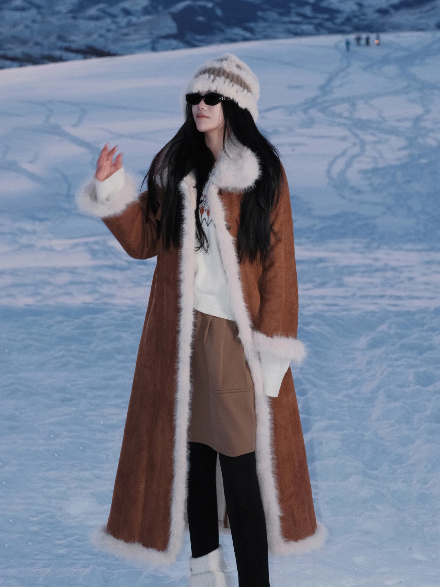 

Egg Sister View plus Size Women's Winter Jaet Color Blo Retro Cotton Outerwear Warm Slimming Plaid Faux Fur Coat Fem