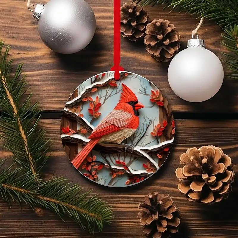 Bird Ornaments For Christmas Tree 2D Acrylic Pendant Memorial Ornament Remembrance Keepsake For Indoor Christmas Home Decoration