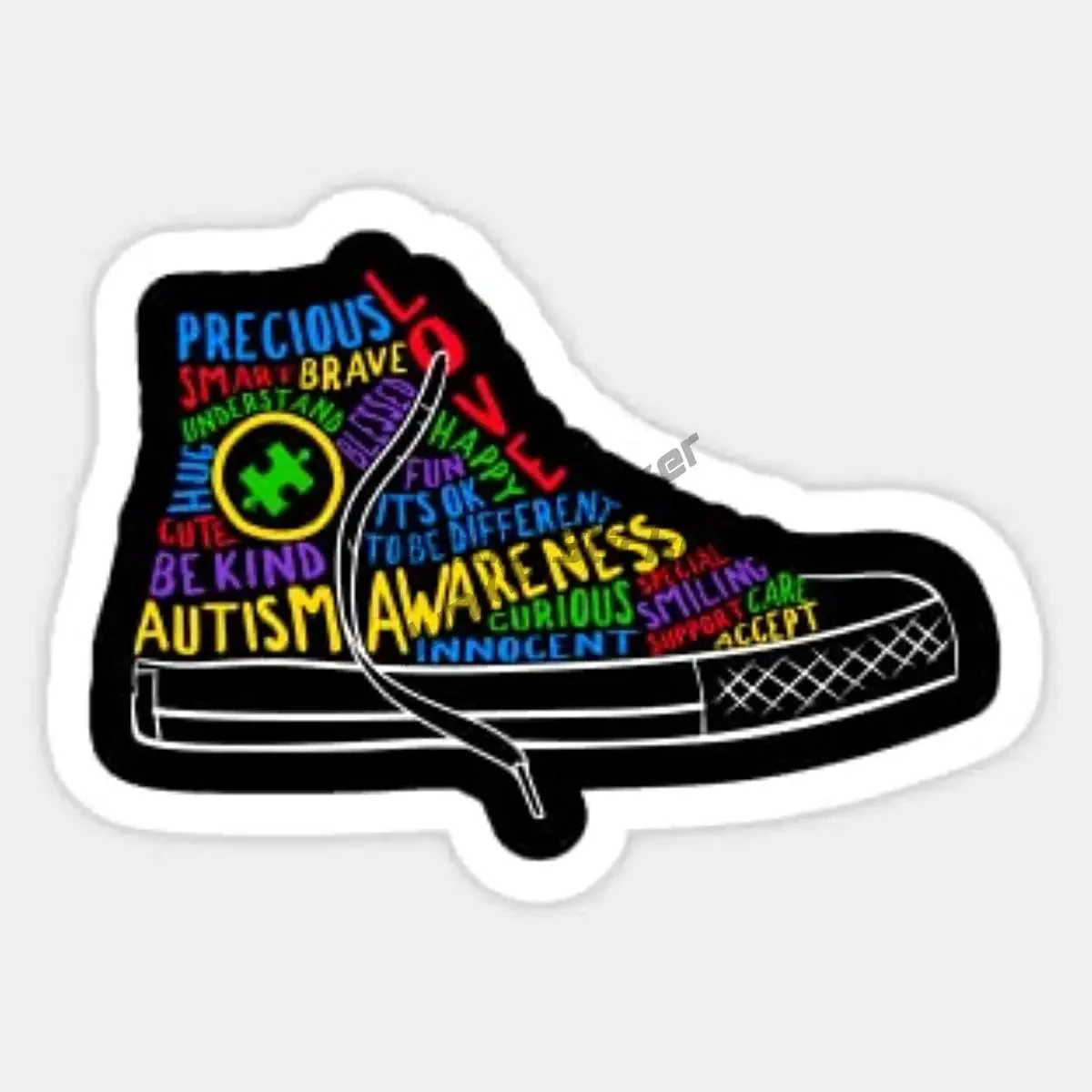 Promote Autism Acceptance Care Autism Emblem Color Puzzle Creative PVC Sticker for Decorate Wall Room Bicycle Van Car Motorcycle view 3