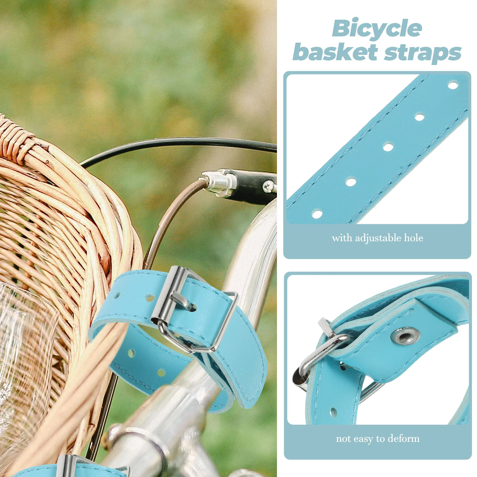

Bike Basket Straps Blue Pair Compact Size Adjustable Holes Solid Installation Perfect Bike Decor Accessories Bicycle Riding
