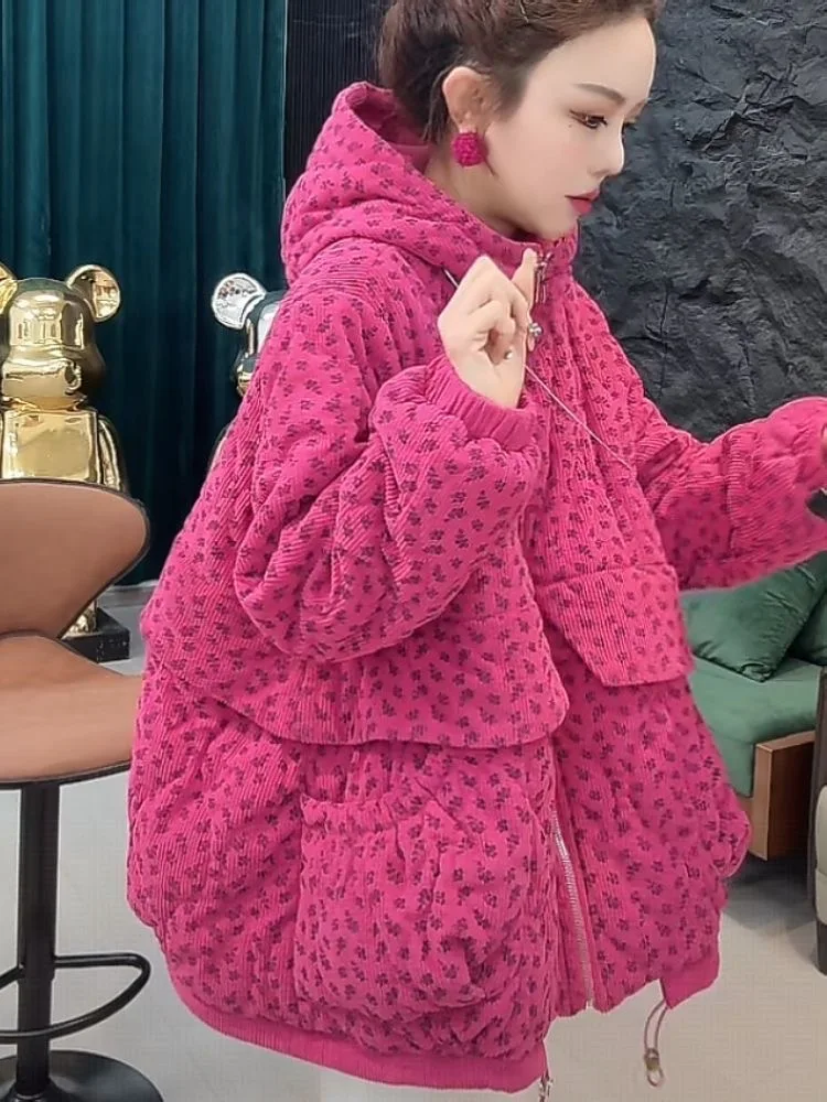 

Faionable Versatile Long Sve Cotton Jaet Women's Winter New Sle Slimming High-End Feel Design Sense Commute Sle