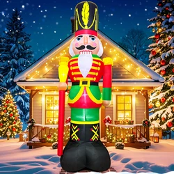 KOOY 12FT Giant Christmas Inflatables Nutcracker Decoration Outdoor Soldier Blow Up Yard Decor Built-in LED Lights for Garden Ya