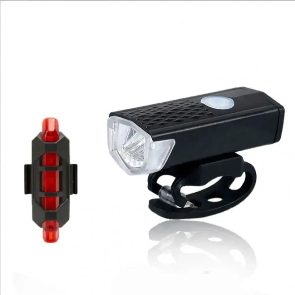 USB Rechargeable Bike Light Set Waterproof Front Light with Taillight Night Lights Easy To Install 3 Modes Outdoor Riding Lights