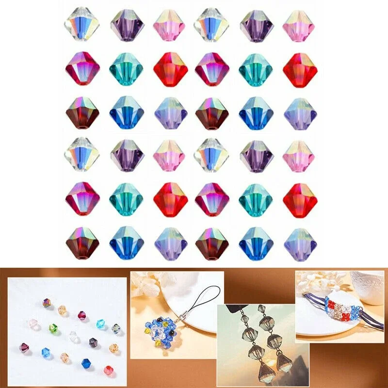 4MM 100Pcs Czech Bicone Crystal Beads for Jewelry Making Diy Accessories Colorful Faceted Glass Spacer Beads Wholesale