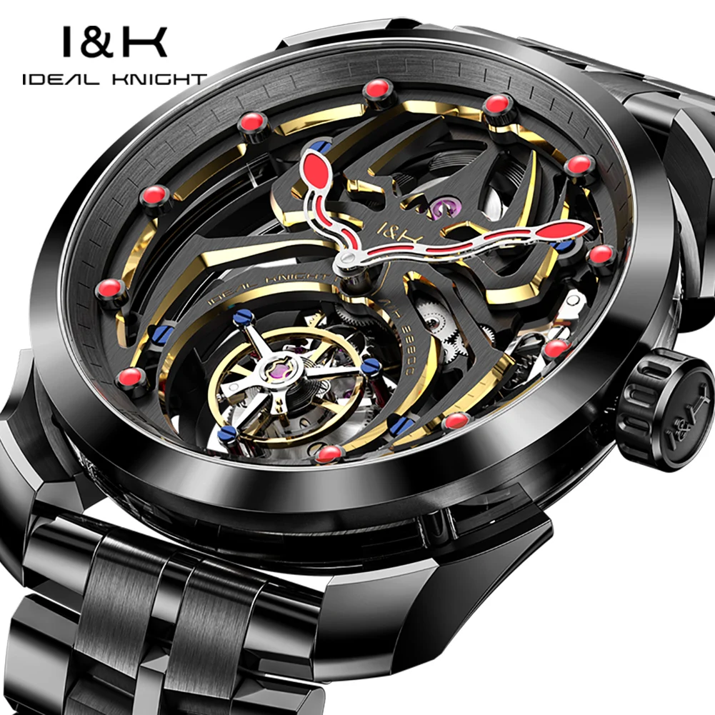 Ideal Knight Luminous Men Watch Tourbillon Movement Mechanical Watch Top Luxury Multi Strap Gift Box 316L Precision Steel Strip