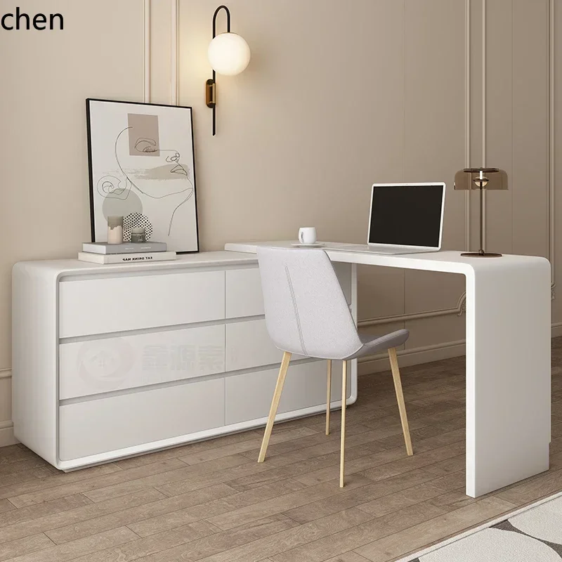HYS cream wind solid wood corner desk modern simple chest bedroom bedside cabinet dresser desk