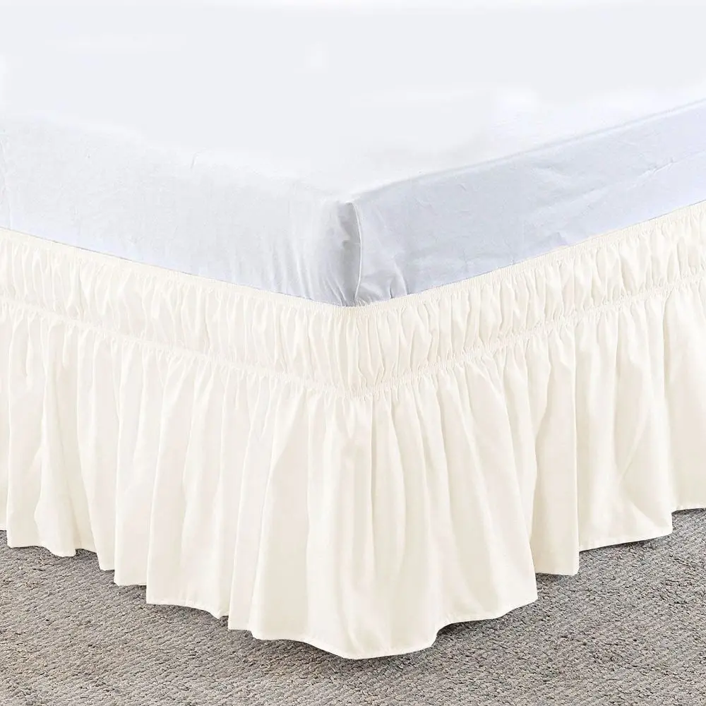 Bed Decoration Wrap Around Style Bed Skirt Ruffles Solid Color Bed Dust Cover Washable Fade Resistant Bed Protector Hotel