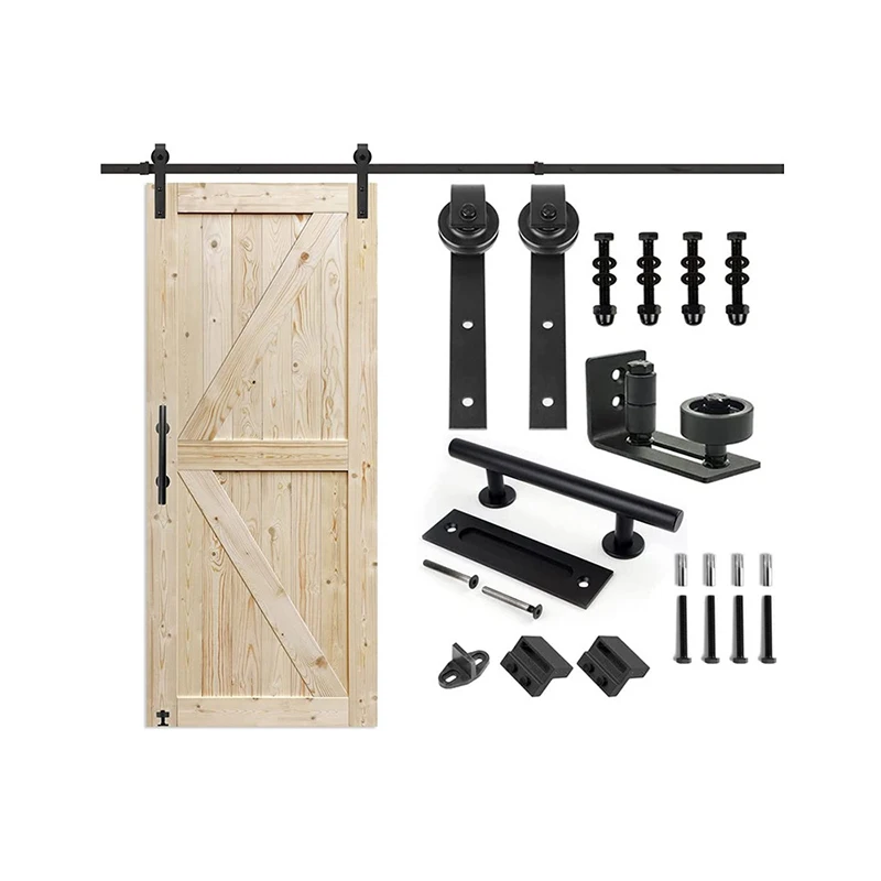 American Style Hanging Modern Wood Door Sliding Hardware Kit  Barn Door with Accessories