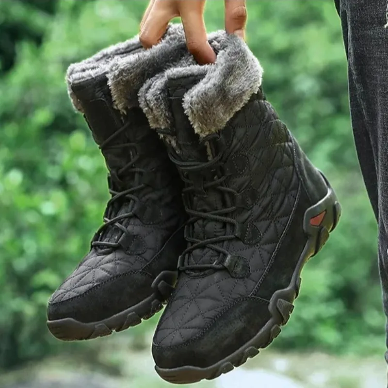 

Mens Boots Winter Plush Warm Snow Boots Fashion Casual High Top Booties Super Warm Winter Cotton Boots Men Motorcycle Boot Botas