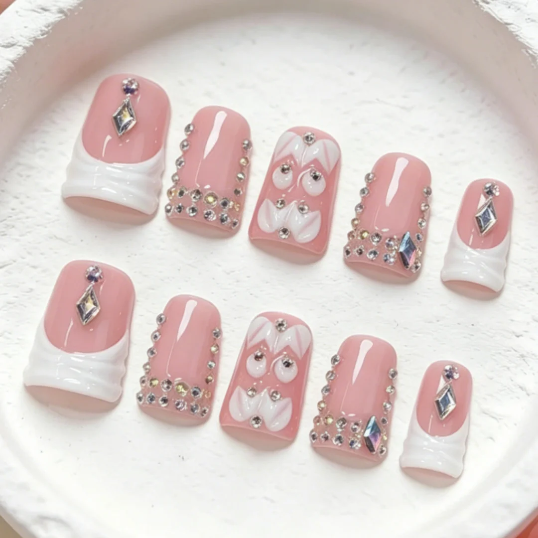 10pcs high-end Princess-style girl's model, hand-painted three-dimensional petals, dazzling cluster of diamonds handmade fake