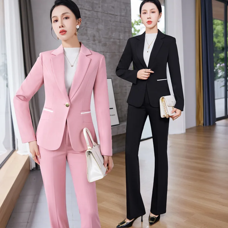 

Pink Suit Women's 2023 New Design Sense Business Clothing Double Breasted Suit Jacket High-End Overalls