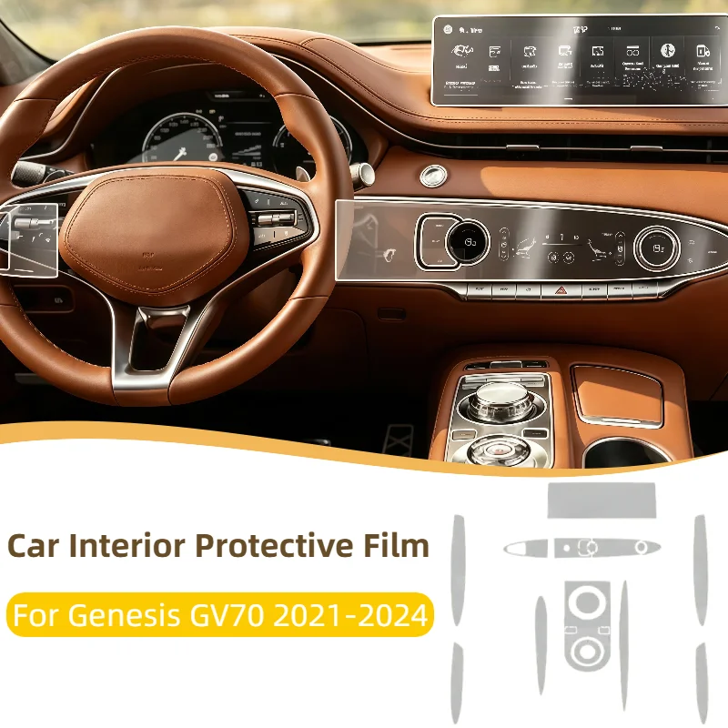 TPU Transparente Schutzfolie für Genesis GV70 2021-2024 Auto-Armaturenbrett-Navigationszentrum-Konsolenschutzfolie Anti-Kratz – Detail 1
