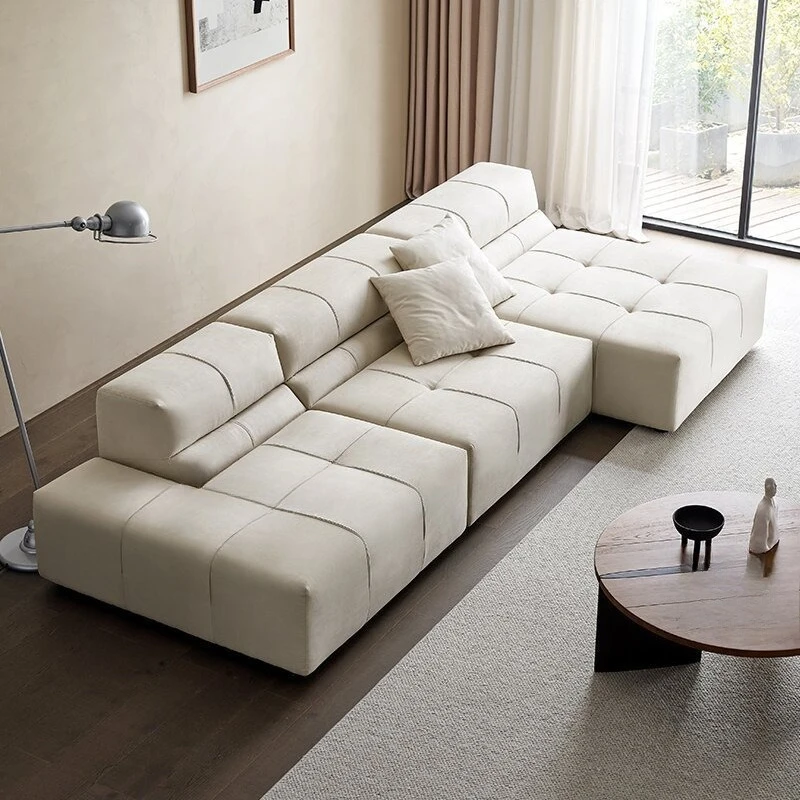 Frosted fabric puff sofa minimalist living room sandy wind simple module color matching