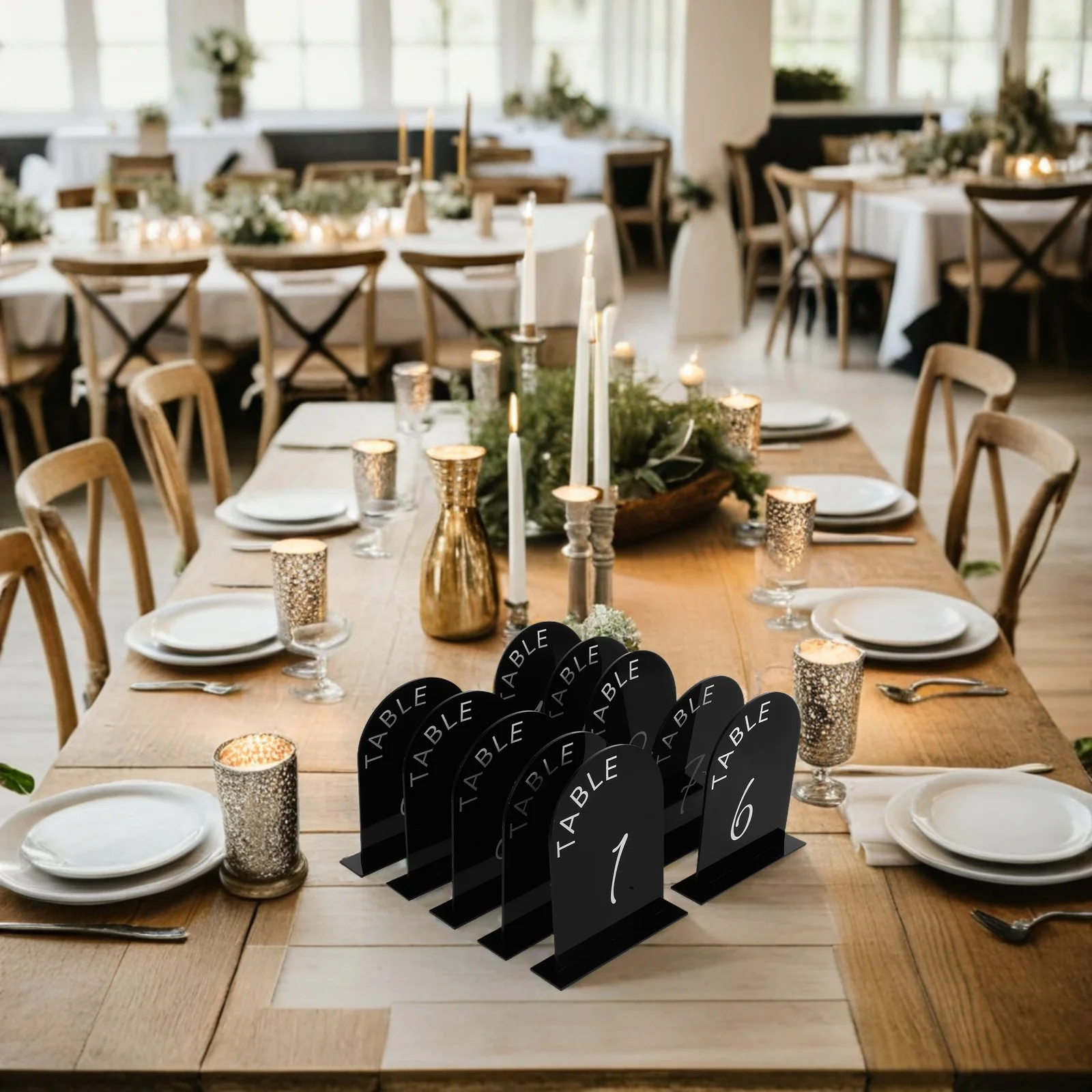 

10pcs Wedding Table Number Plate Acrylic Black Base Restaurant Clear Visibility Material Modern Numbers Event Signs