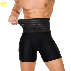 Lazawg Body Shaper Shorts Voor Mannen Shapewear Gewichtsverlies Mid Taille Ondergoed Taille Trainer Tummy Controle Slipje Afslanken Panty