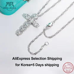 AnuJewel 4 mm 2,1 Karat D Farbe Moissanit Diamant Kreuz Anhänger Halskette 925 Sterling Silber 18 Karat vergoldet Zollschmuck