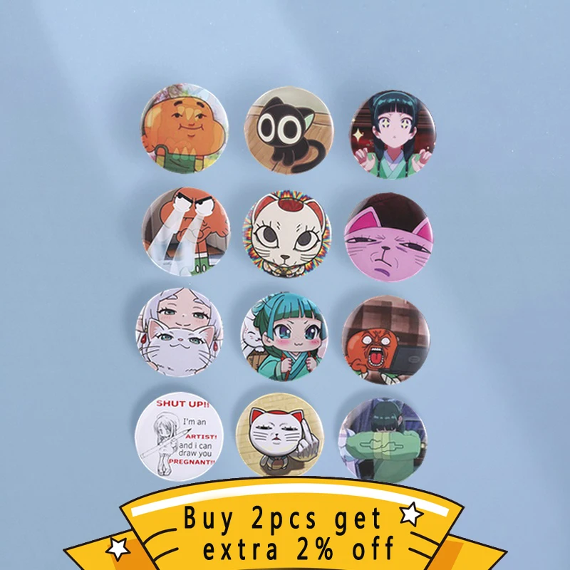 Creative Funny Cartoon Character Tinplate Pin,Multiple Anime Figures with Funny Expression,Fashion Accessory,Gift for Friend
