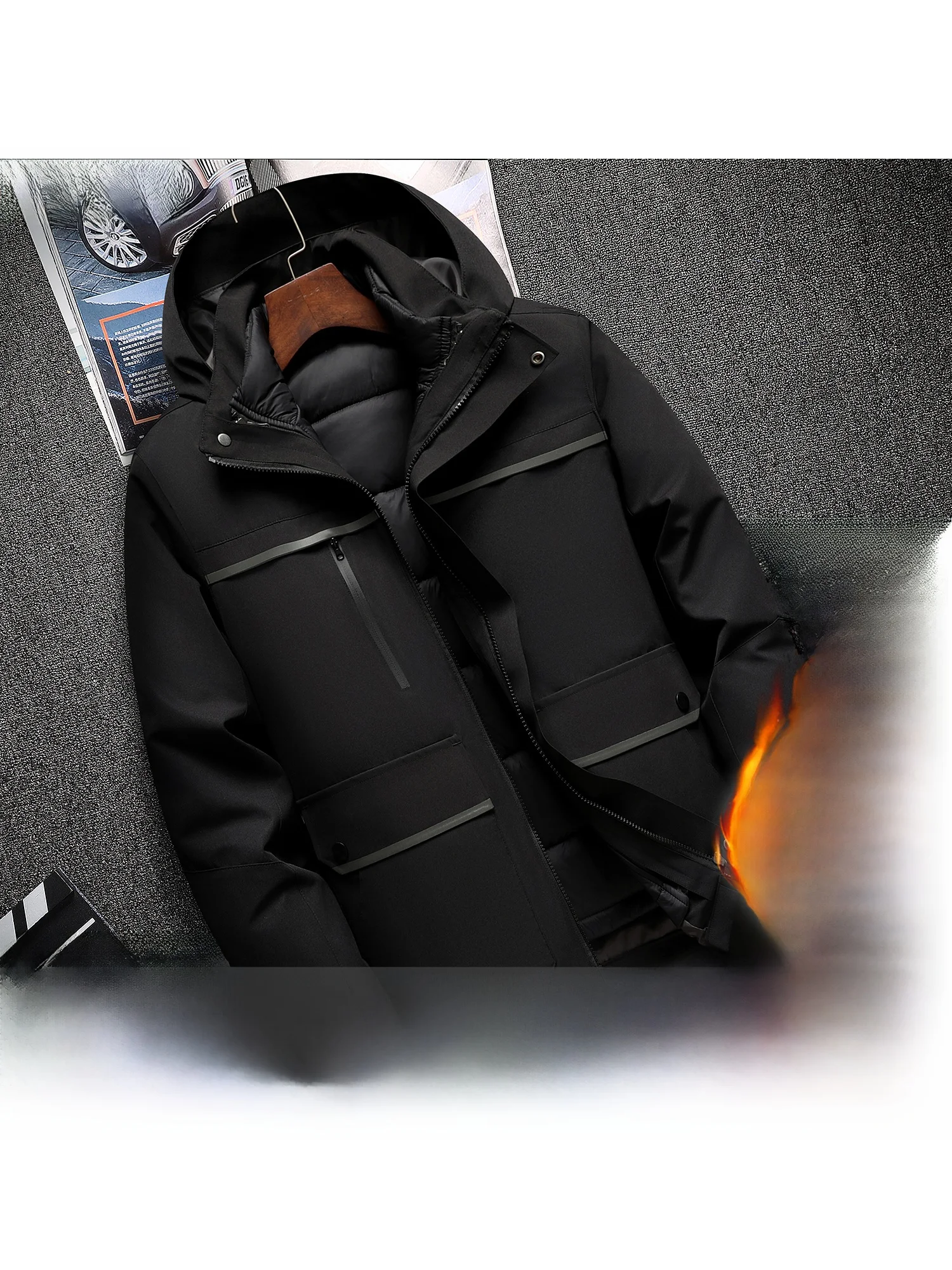 

Мужская зимняя куртка для активного отдыха с подкладкой, съемным внутренним слоем, утепленная, из полиэфирного волокна, с длинными рукавами, на молнии...