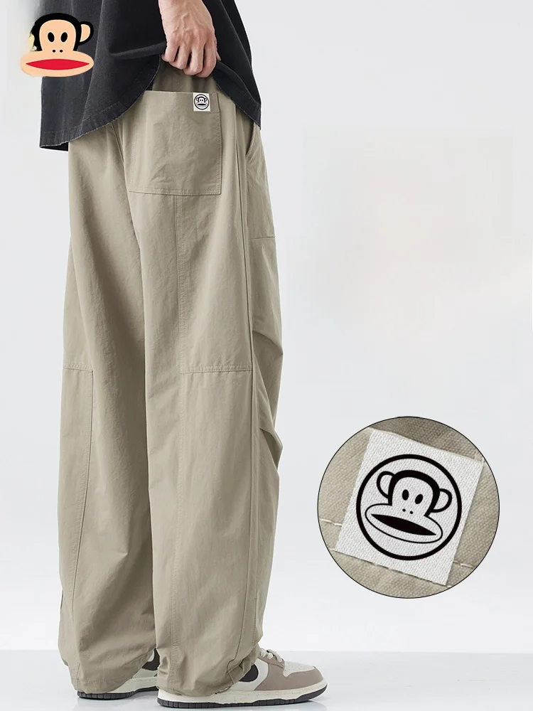 

Мужские повседневные свободные брюки Paul Frank American Sle, осенние винтажные длинные брюки, износостойкие, тонкие, однотонные